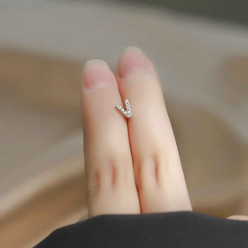 Wholesale Simple Niche Design Mini Full Diamond Earrings for Men and Women Sterling Silver Full Diamond 26 Letter Earrings